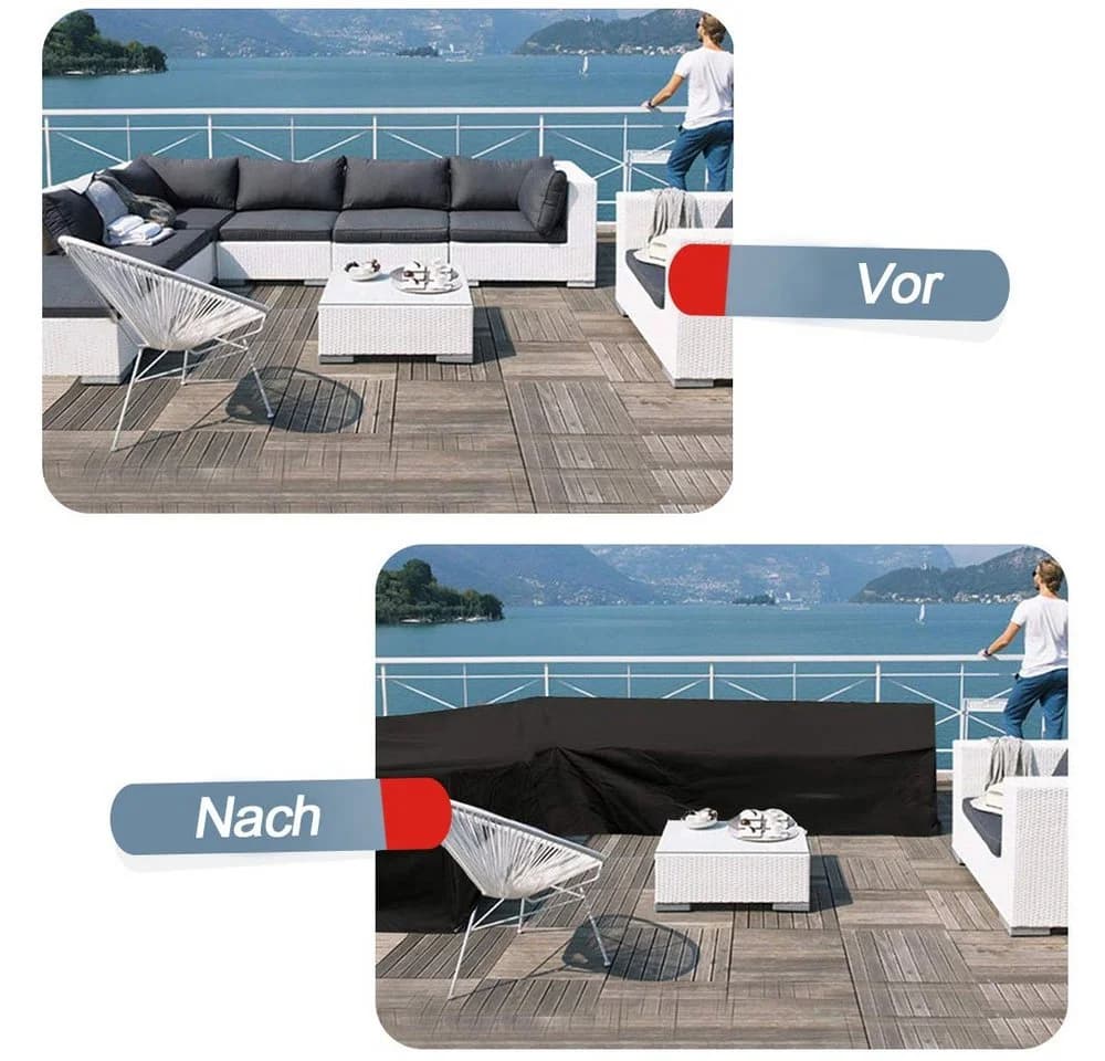BTTO Gartenmöbel-Schutzhülle L-Form Schwarz UV-Schutz - Bild 5