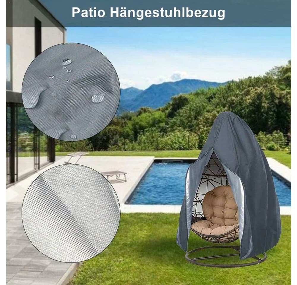BTTO Gartenmöbel-Schutzhülle Hängesessel Wasserdicht Grau Schwarz Grün - Bild 4