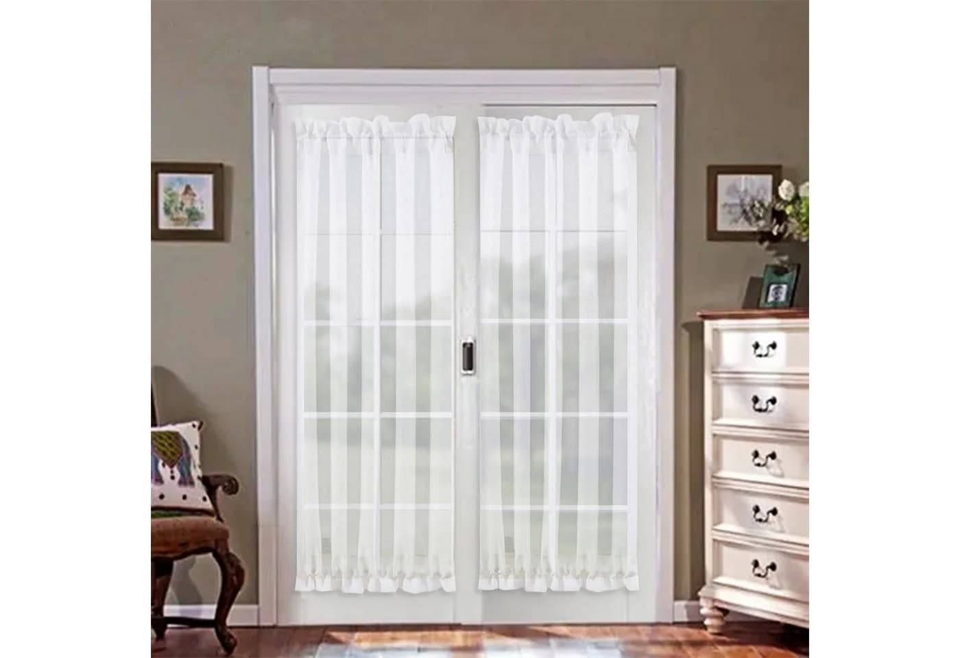 BTTO V&G Türvorhang Weiß/Grau Halbtransparent Voile - Bild 4