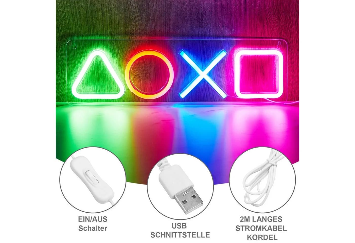 MUPOO LED Gaming Neonlicht Schild PS-Symbol Wanddekoration - Bild 3