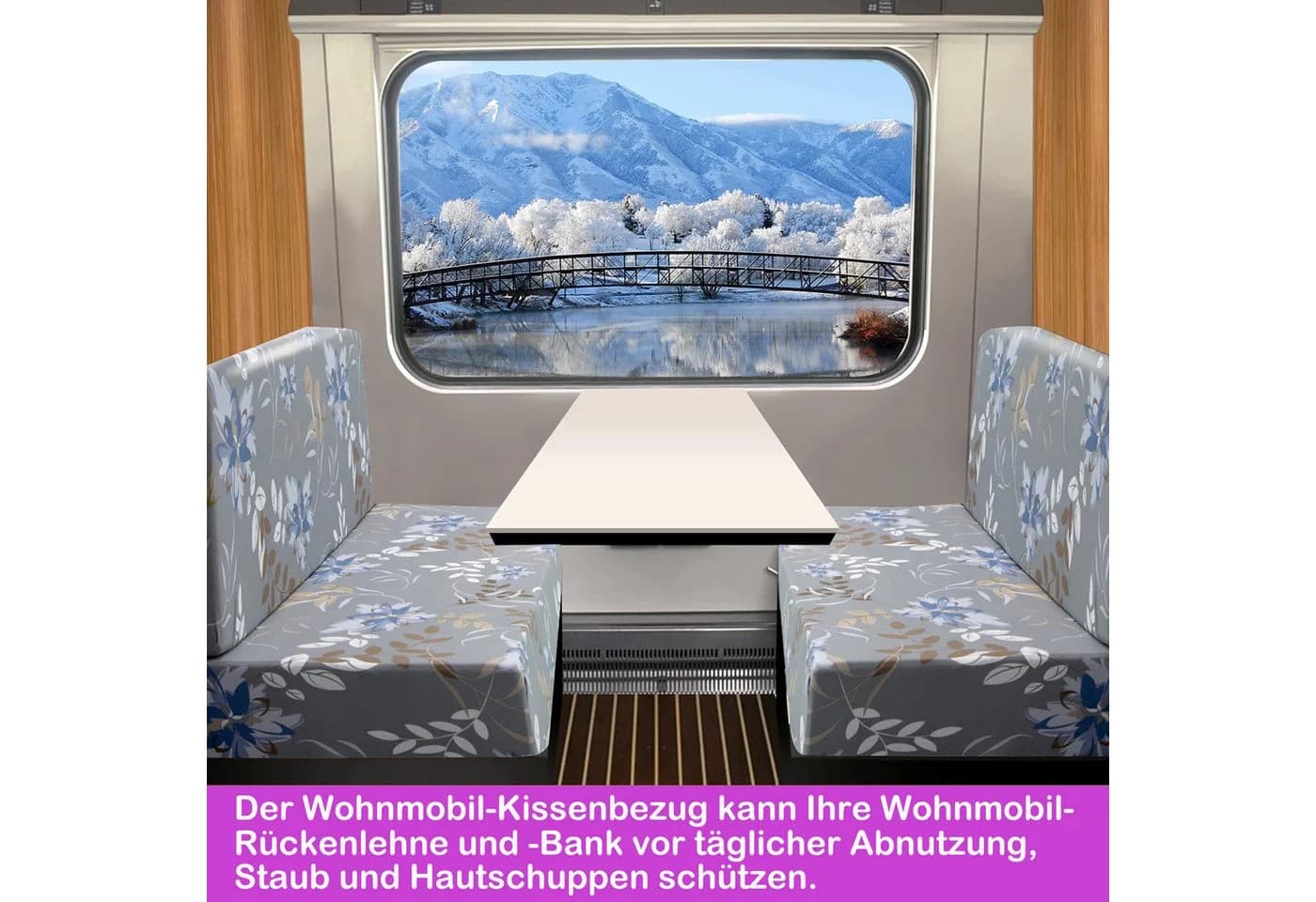 BTTO Sofahusse Wohnwagen 2-teilig Grau Geblümt - Bild 3