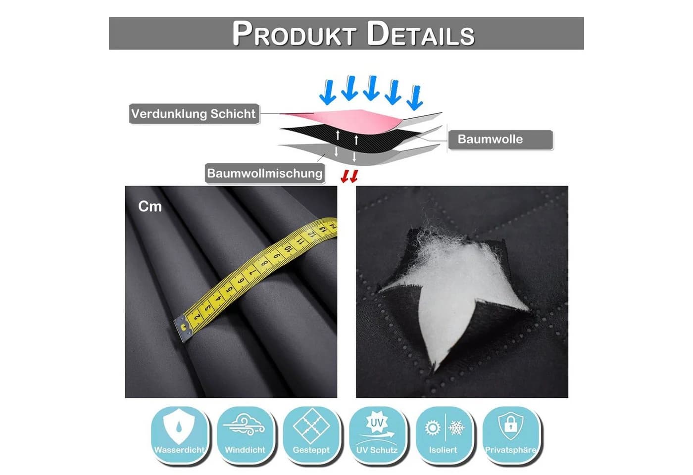 BTTO V&G Outdoorvorhang Grau Winddicht & Wasserdicht - Bild 4