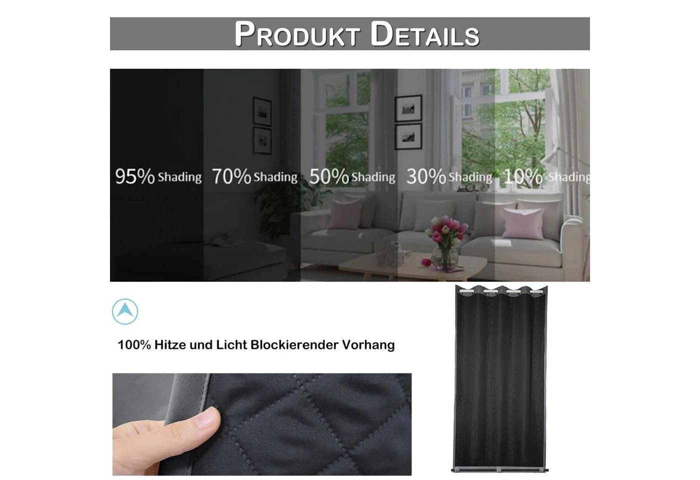 BTTO V&G Outdoorvorhang Grau Winddicht & Wasserdicht - Bild 5