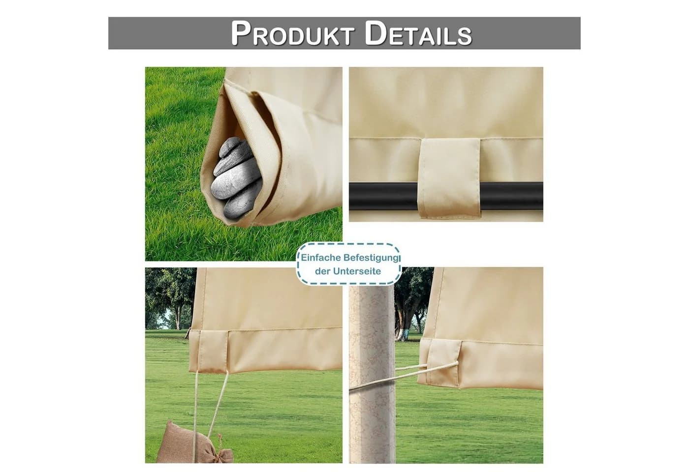 BTTO V&G Outdoorgardine Winddicht Verdunkelnd Beige - Bild 3