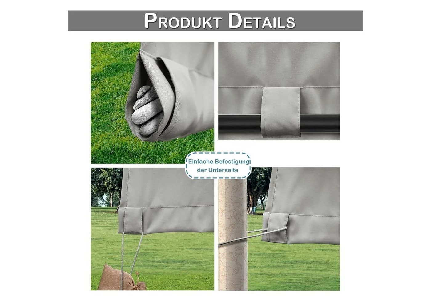 BTTO V&G Outdoorgardine Winddicht Verdunkelnd Hellgrau 2 St - Bild 4