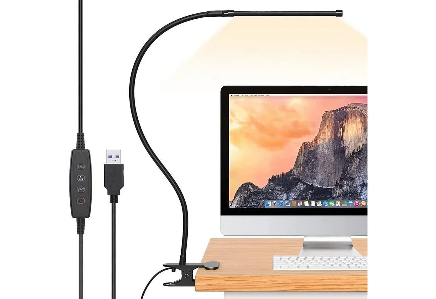 MUPOO LED Schreibtischlampe Klemmbar Schwarz Flexibler Schwanenhals - Bild 2