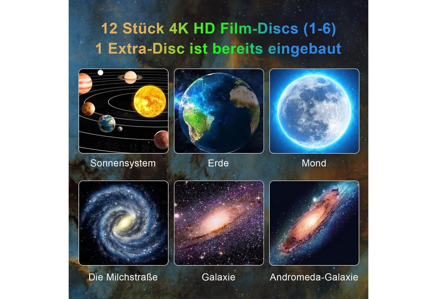 MUPOO Galaxy Projektor Lampe LED Nachtlicht 360° drehbar Timer HD-Bild - Bild 4