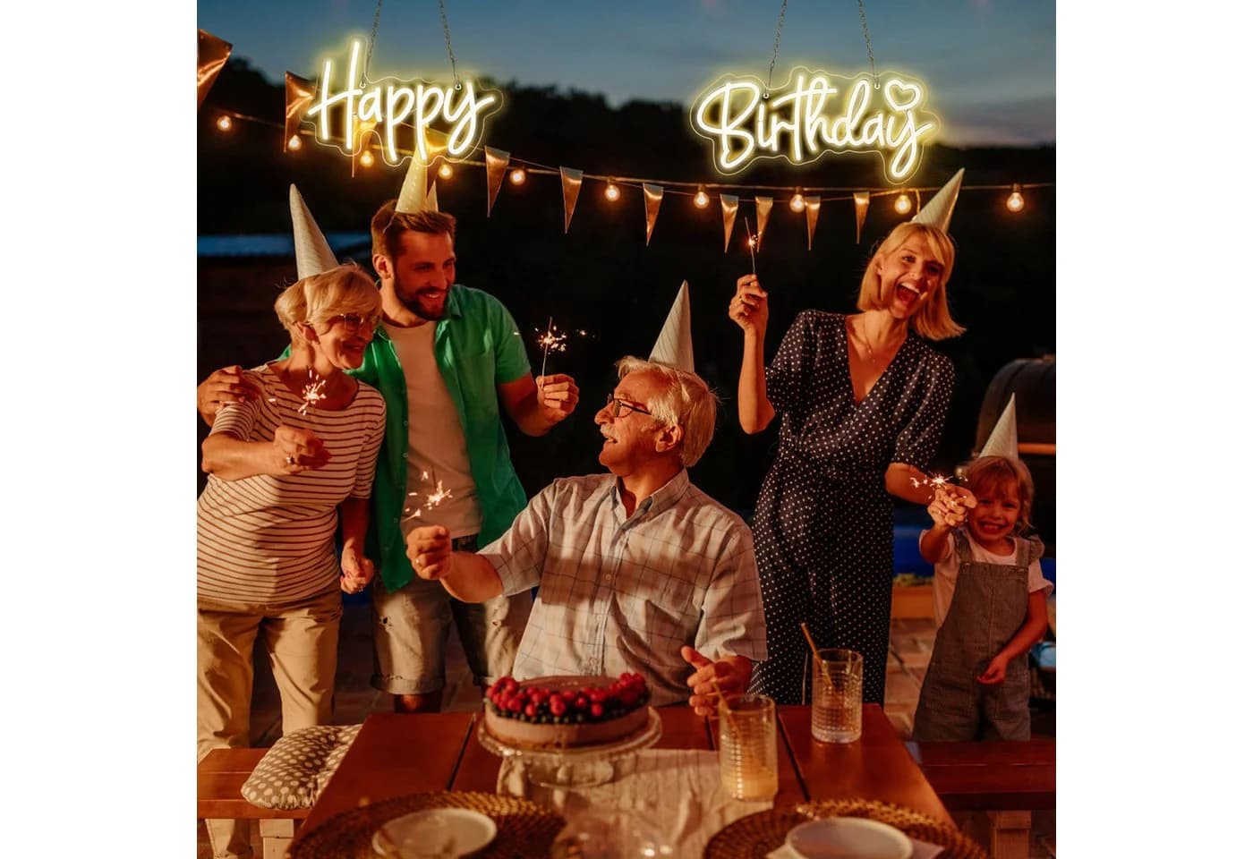MUPOO Happy Birthday Neon Schild LED Dekolicht Dimmbar