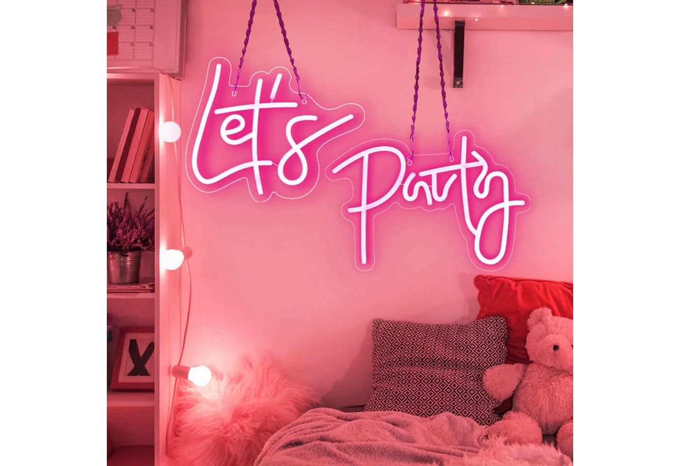 MUPOO LED Neonlicht Rosa Dimmbar 2er Set Party Deko