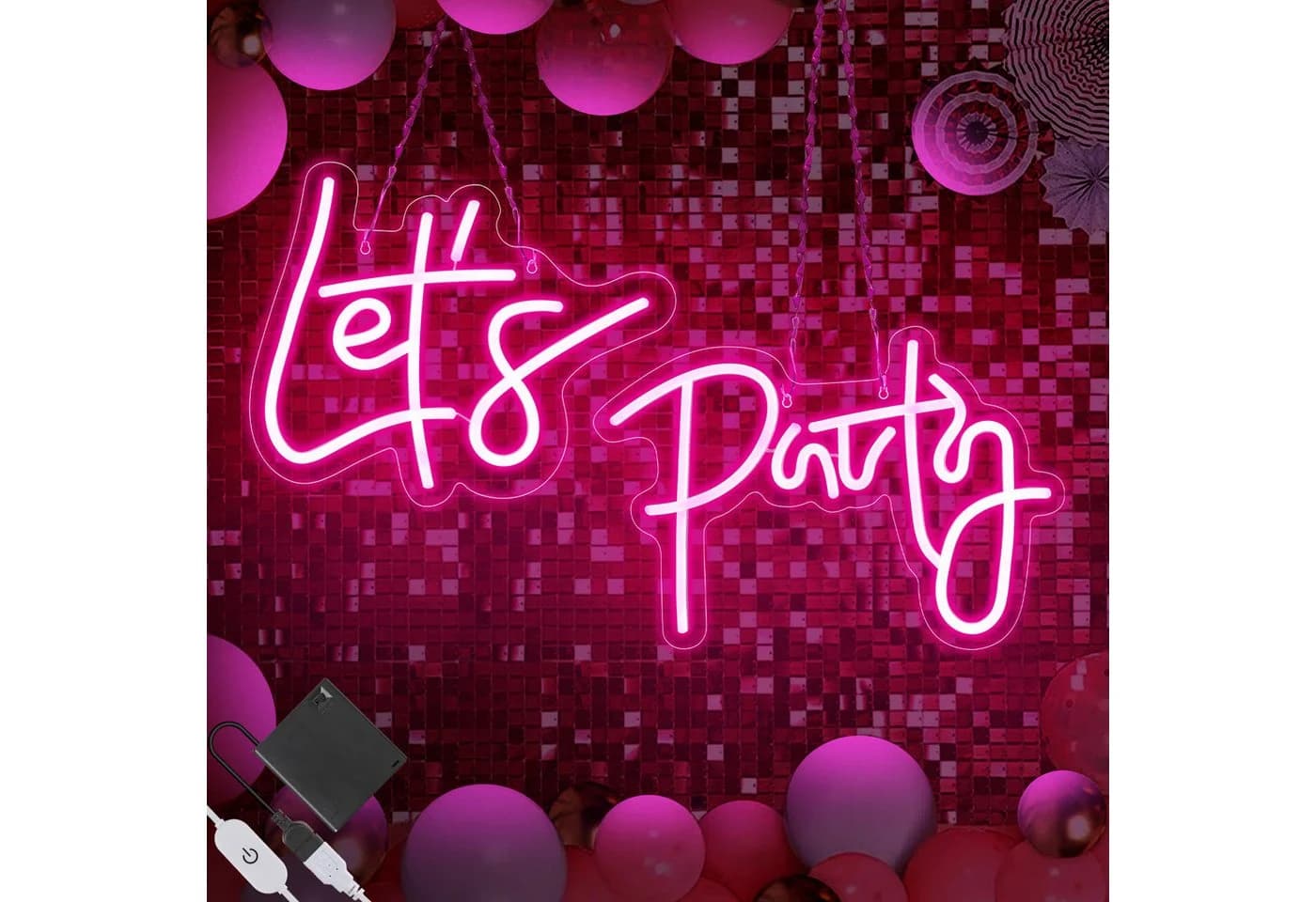 MUPOO LED Neonlicht Rosa Dimmbar 2er Set Party Deko - Bild 2