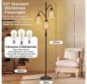 MUPOO LED Stehlampe Boho Rattan 3-flammig Dimmbar Schwarz Bild 1