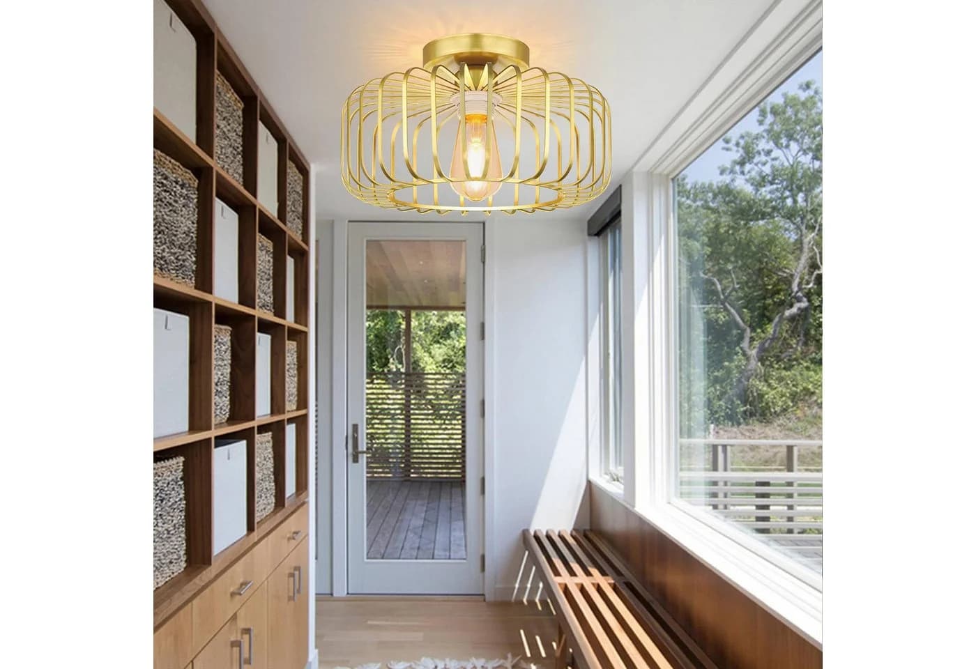 MUPOO Moderne Deckenleuchte E27 Schwarz Gold LED