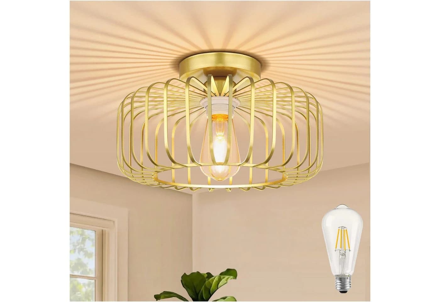 MUPOO Moderne Deckenleuchte E27 Schwarz Gold LED - Bild 2