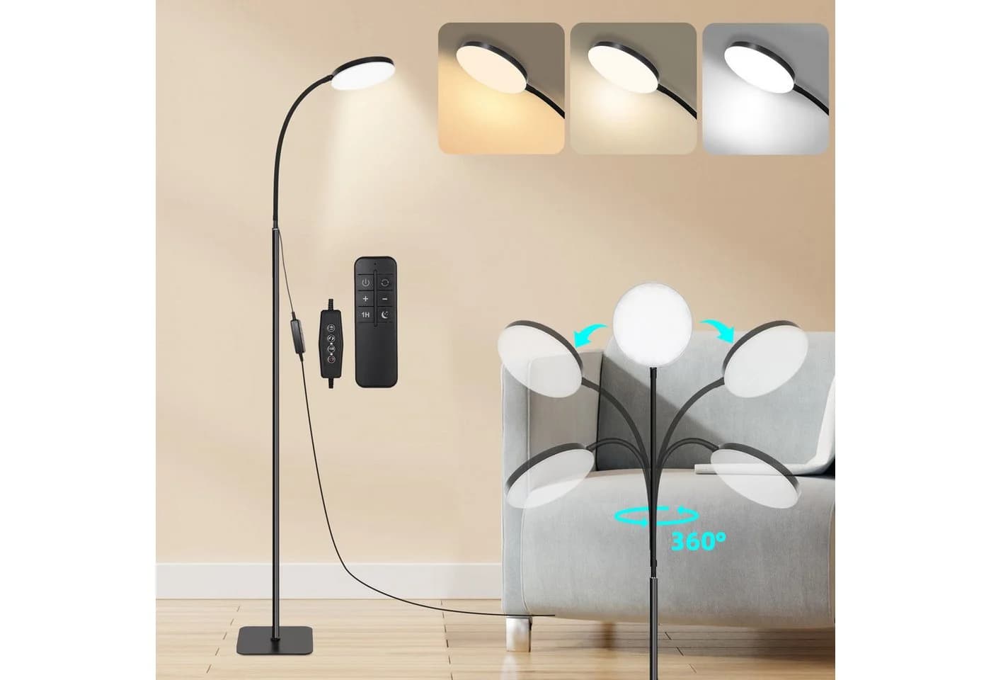 MUPOO LED Stehlampe Schwarz Dimmbar mit Fernbedienung - Bild 2