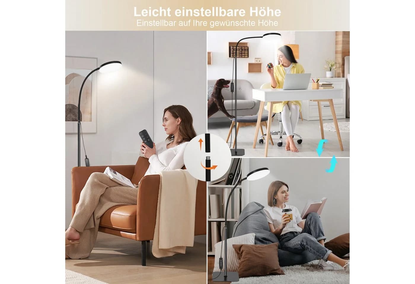 MUPOO LED Stehlampe Schwarz Dimmbar mit Fernbedienung - Bild 4