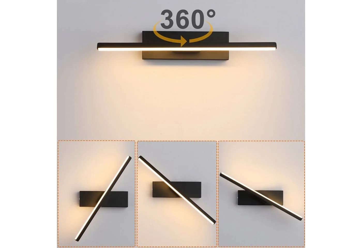 MUPOO LED Wandleuchte Schwarz 360° Drehbar 3 Farbwechsel - Bild 3