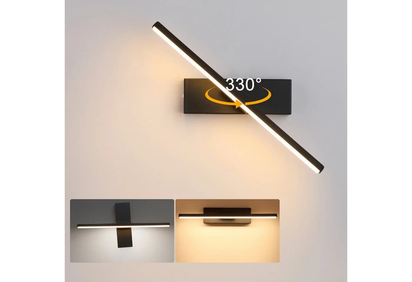 MUPOO LED Wandleuchte Schwarz 360° Drehbar 3 Farbwechsel - Bild 4
