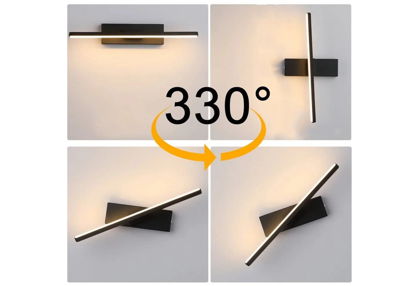 MUPOO LED Wandleuchte Schwarz 360° Drehbar 3 Farbwechsel - Bild 5
