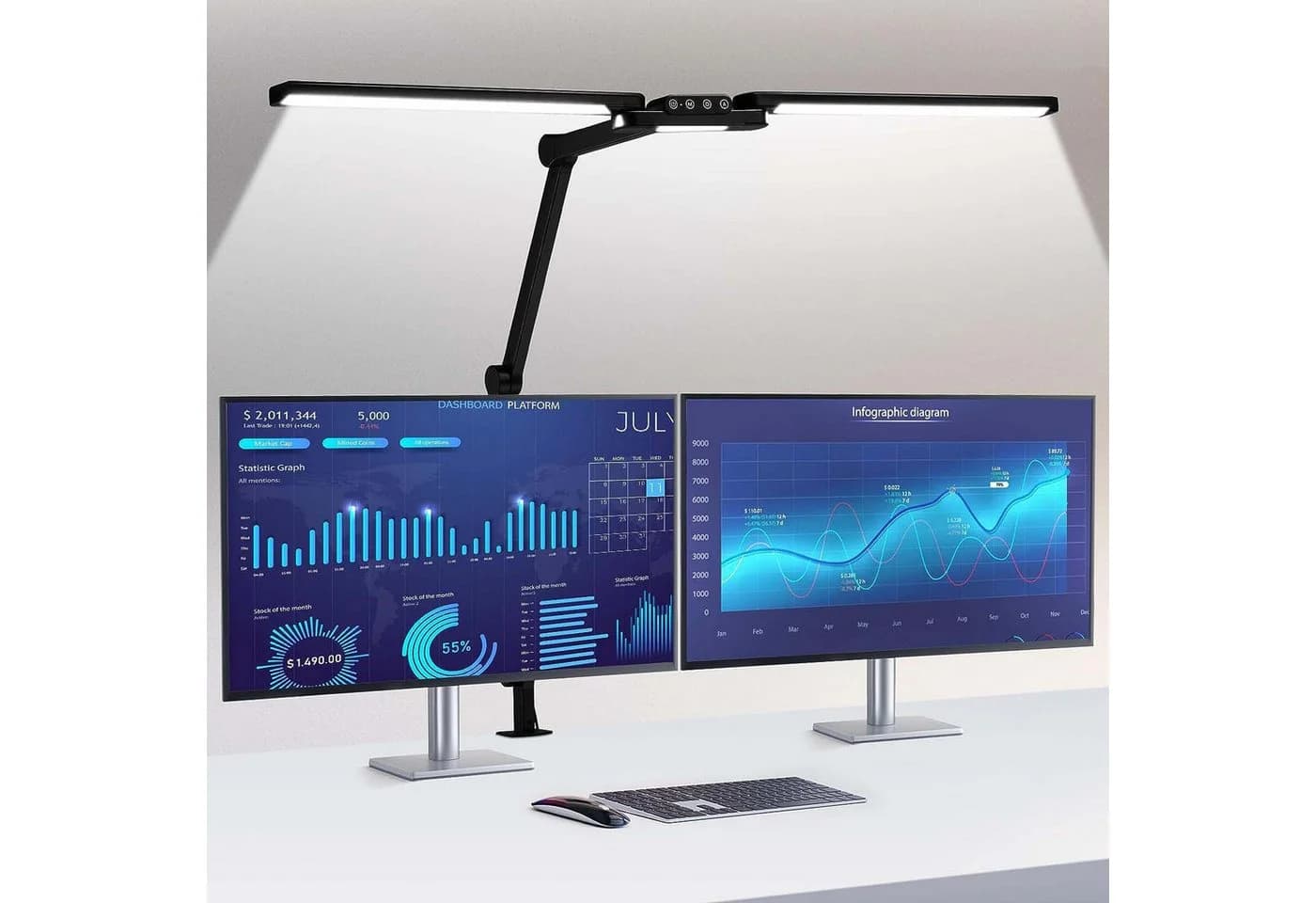 Jibenhome LED Schreibtischlampe Dimmbar Schwarz - Bild 2