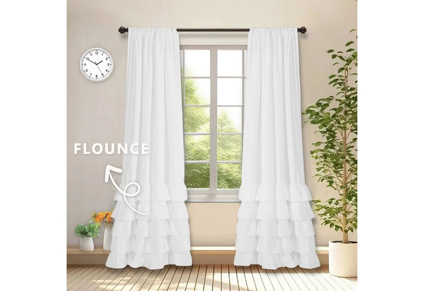 BTTO V&G Boho Gardine mit Rüschen Weiß 2 Stück - Bild 3