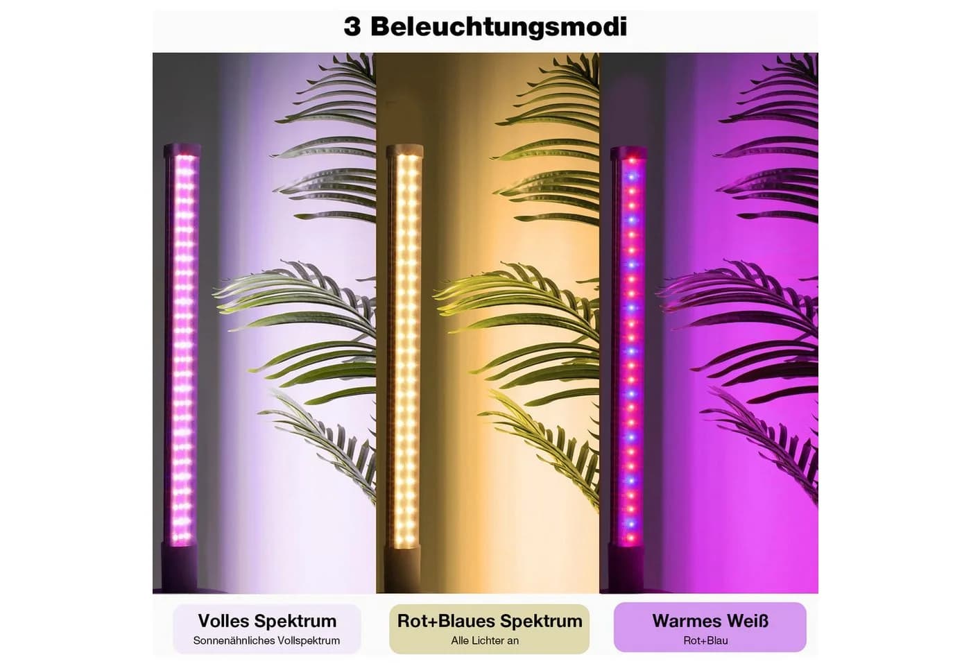 Jibenhome LED Pflanzenlampe Stehend mit Timer & Vollspektrum