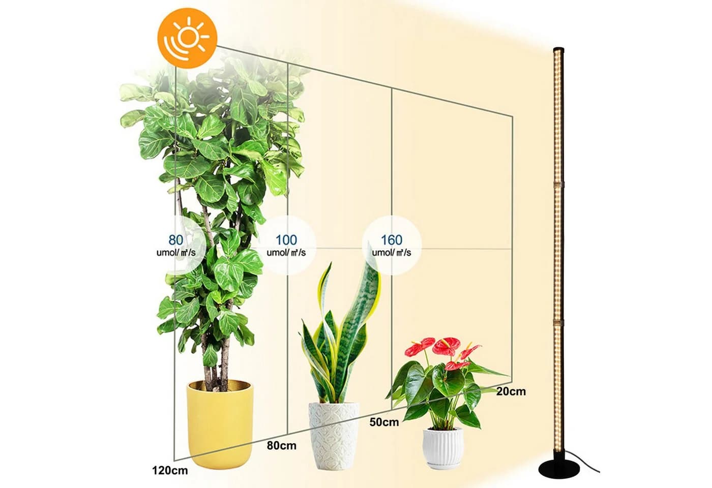 Jibenhome LED Pflanzenlampe Stehend Schwarz mit Timer - Bild 5
