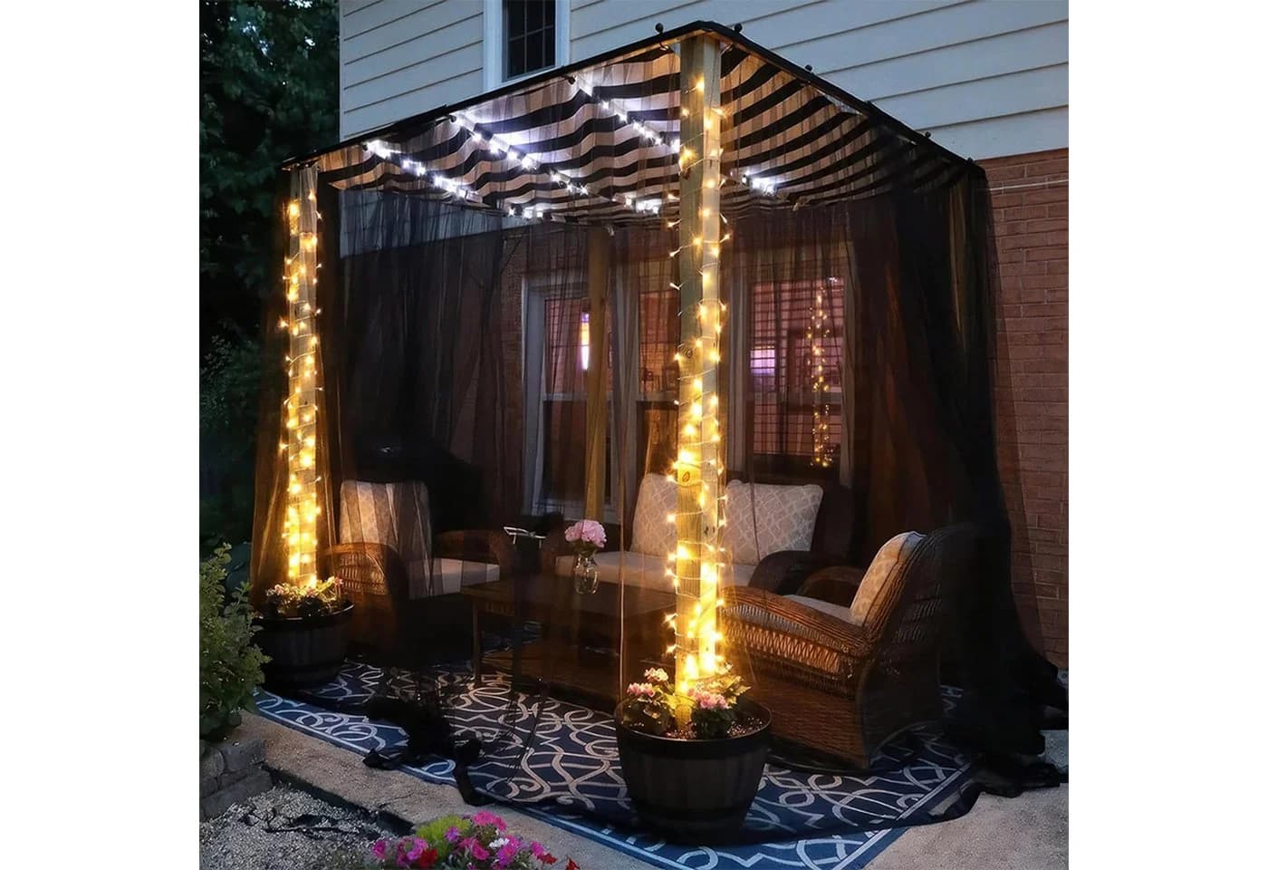 Jibenhome Outdoor Moskitonetz Vorhang Transparent Schwarz - Bild 5