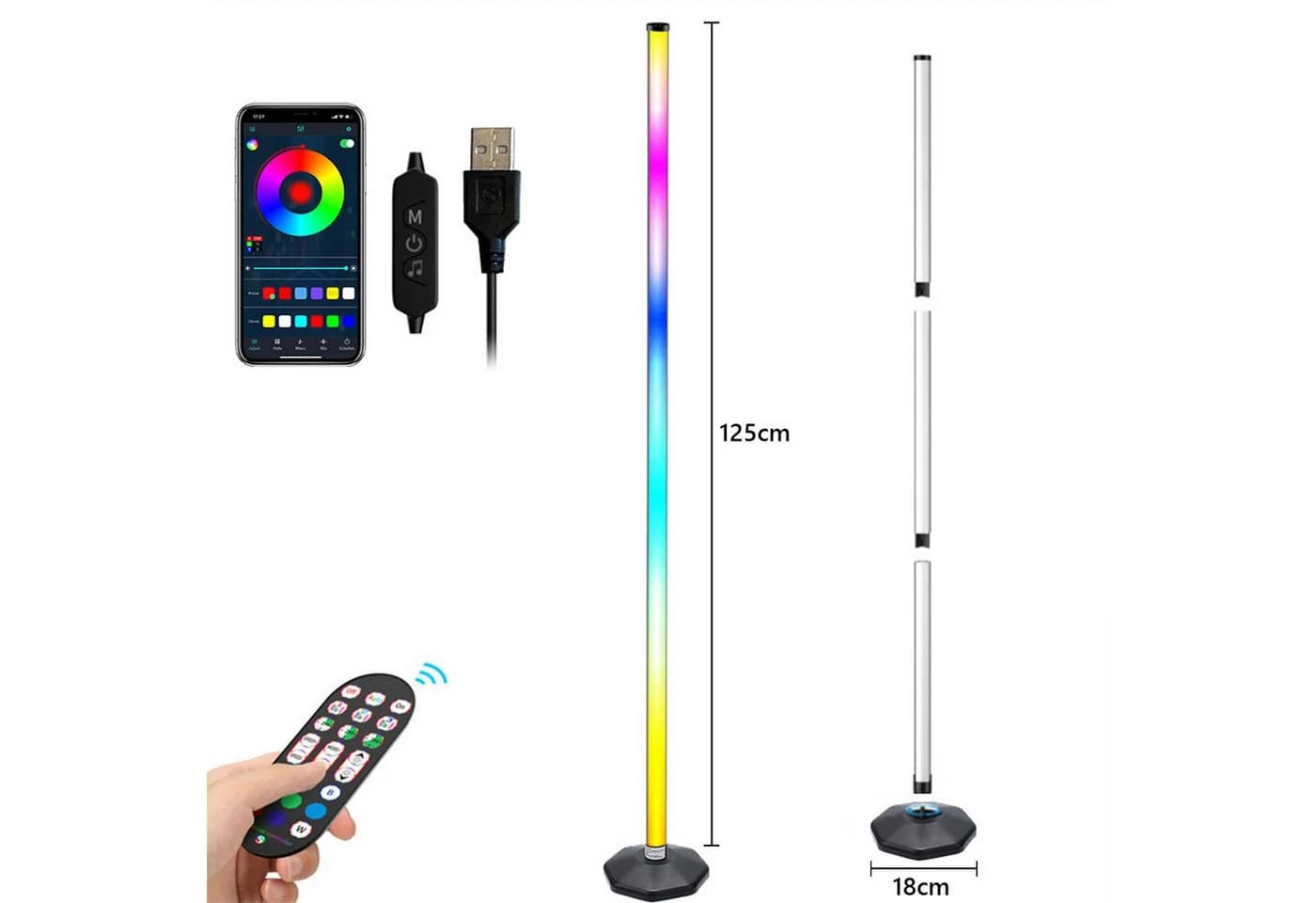 MUPOO LED Stehlampe RGB Eckleuchte mit App & Musiksync