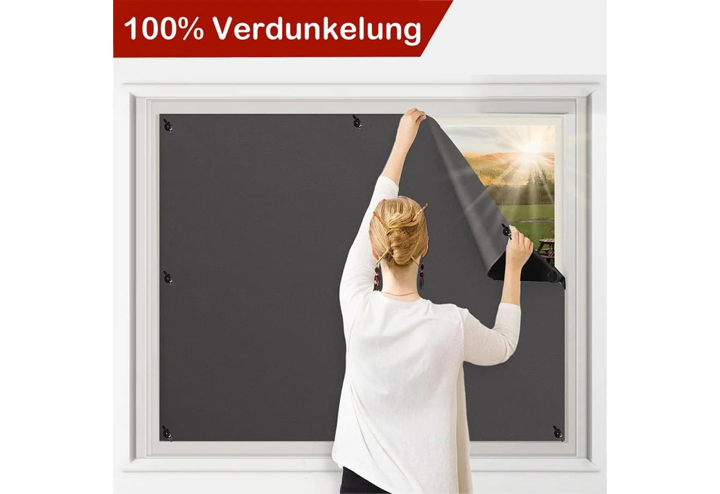BTTO V&G Verdunklungsrollo Ohne Bohren Schwarz Saugnäpfe - Bild 2