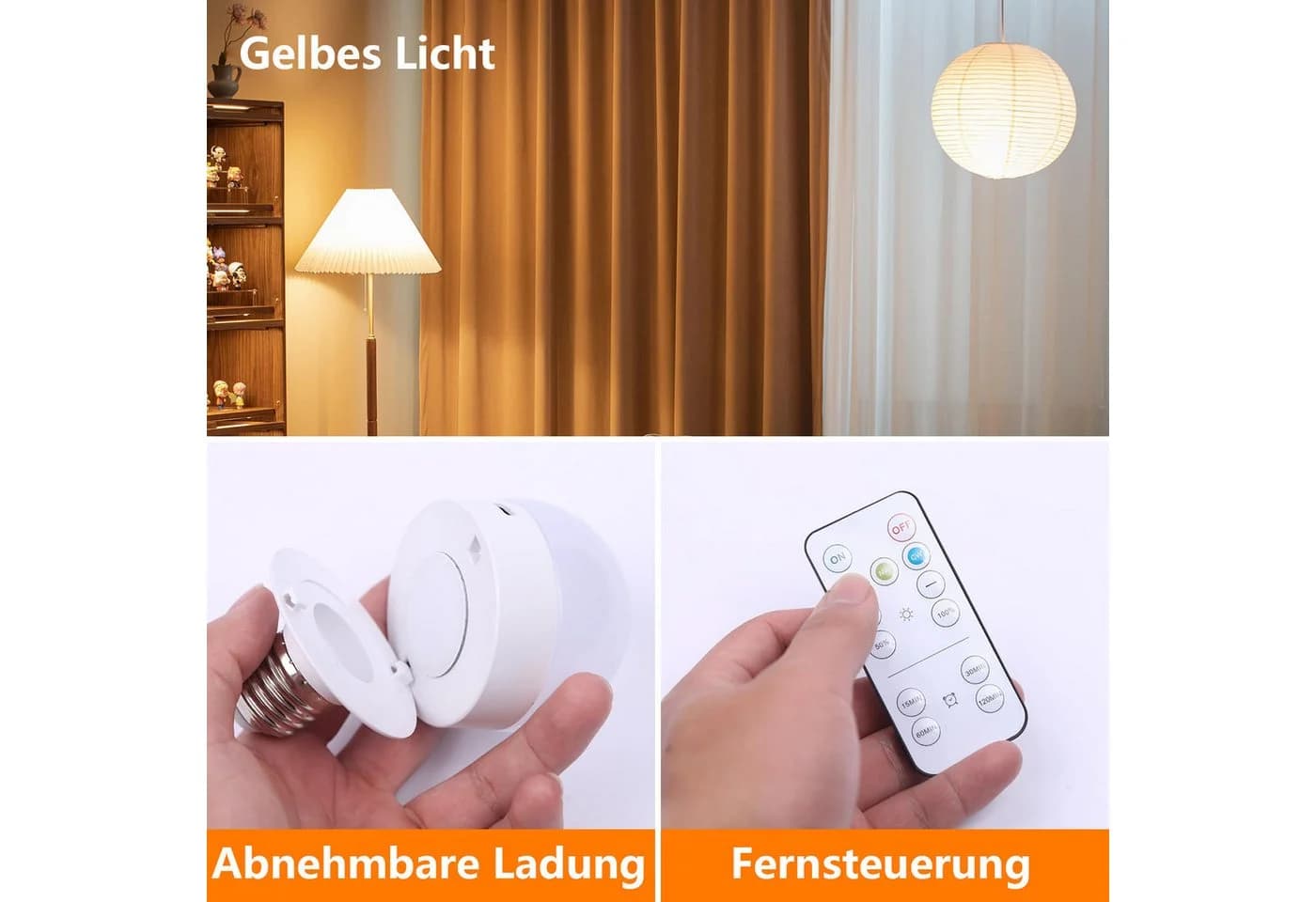 MUPOO LED-Leuchtmittel Glühbirne mit Fernbedienung 4W E27 E26 IP44 RGB Timer - Bild 5