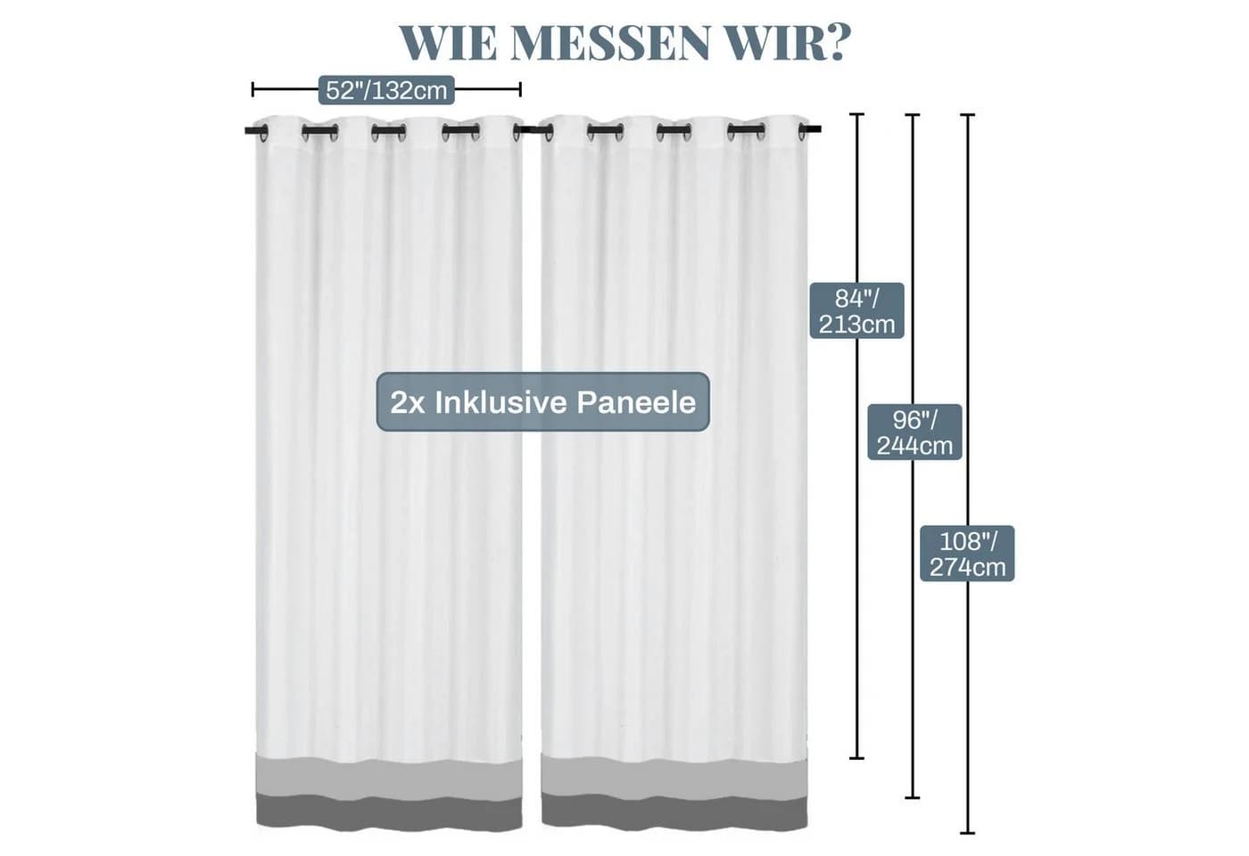 Jibenhome Verdunkelungsgardine Outdoor 2er Set Wetterfest UV-Schutz