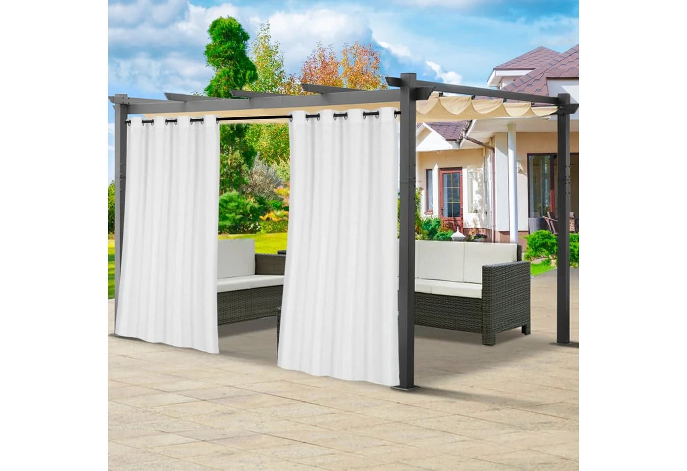Jibenhome Verdunkelungsgardine Outdoor 2er Set Wetterfest UV-Schutz - Bild 4
