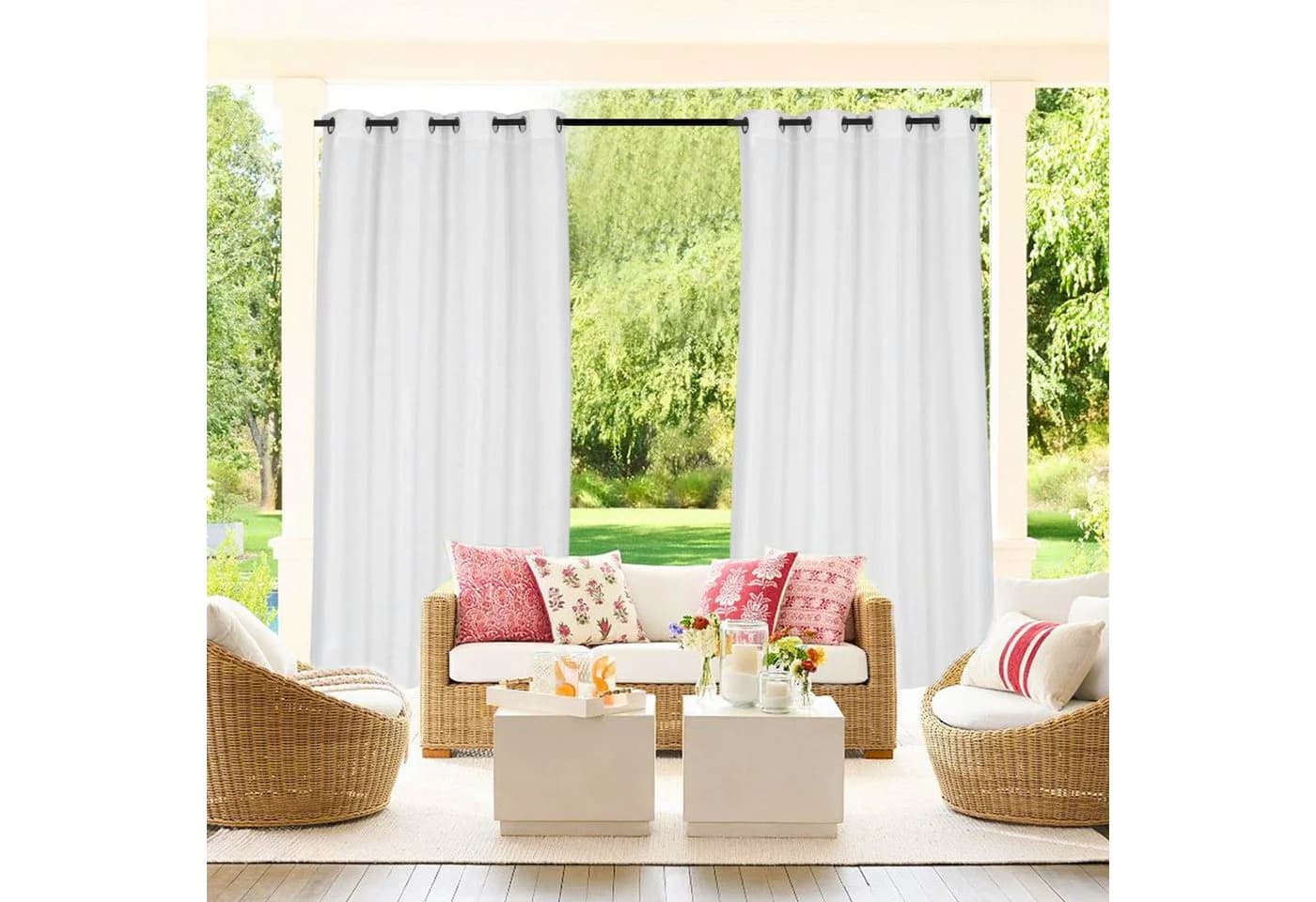 Jibenhome Verdunkelungsgardine Outdoor 2er Set Wetterfest UV-Schutz - Bild 5
