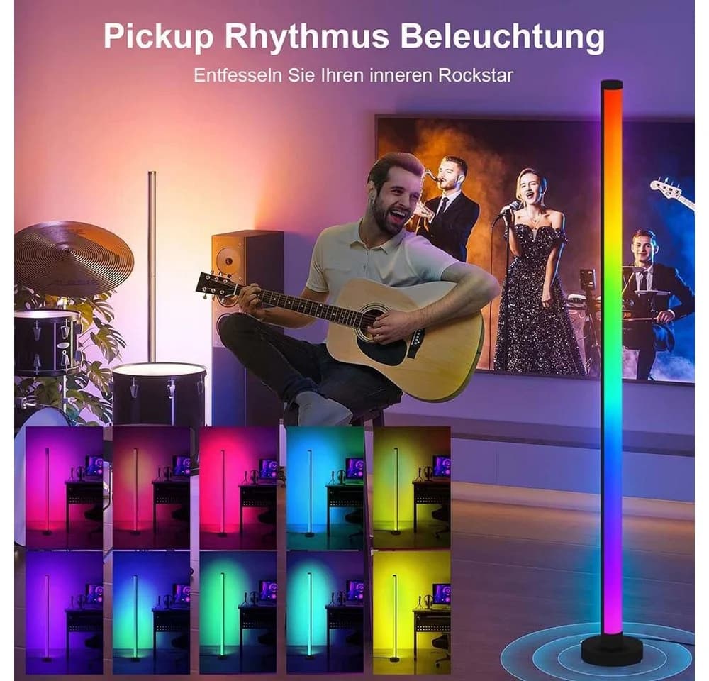 MUPOO LED Stehlampe Smart Lightbar Musik Sync Schwarz