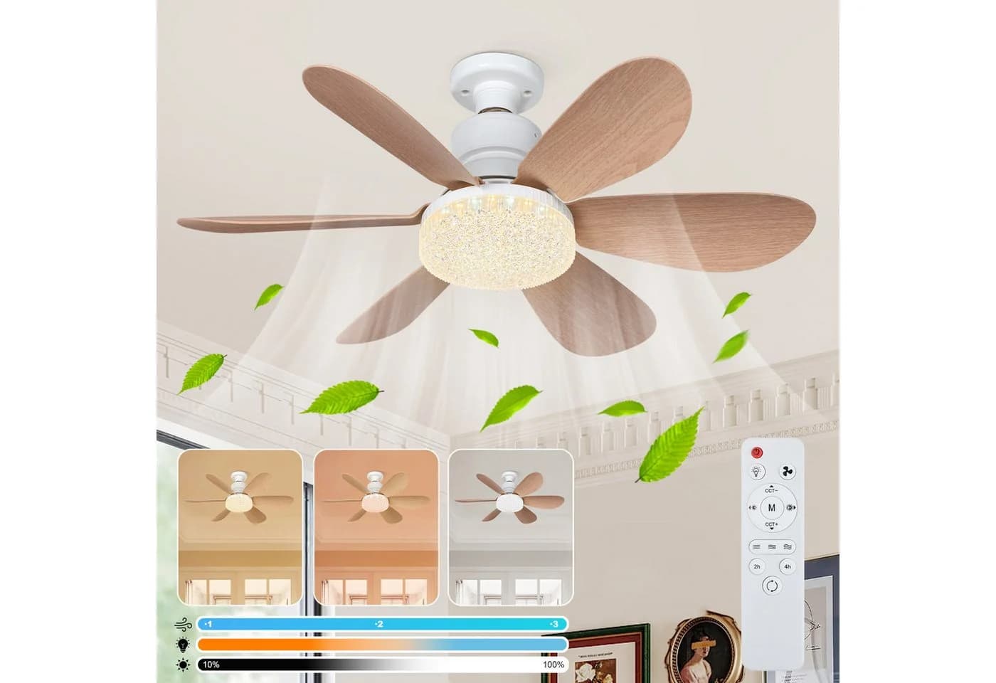 MUPOO Deckenventilator Sockel mit Licht, Dimmbar, Fernbedienung, E27 - Bild 2