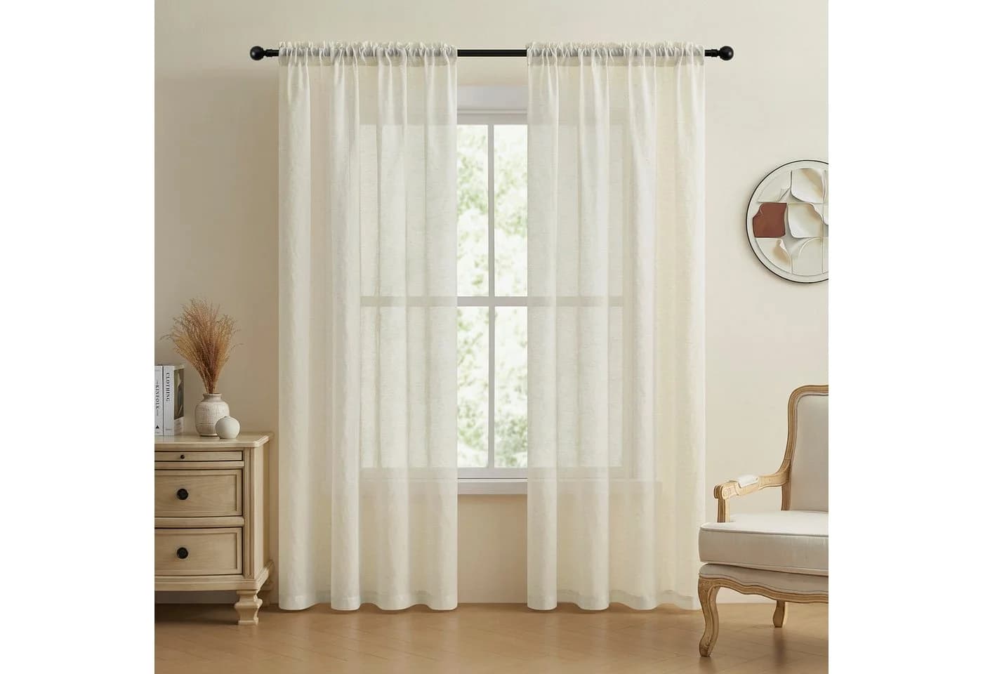 BTTO V&G Gardine Voile Boho Vorhänge 2 St. Halbtransparent - Bild 3