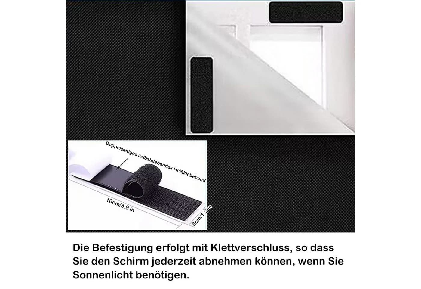 BTTO V&G Verdunklungsrollo Ohne Bohren 100% Verdunkelung Schwarz/Silber - Bild 3