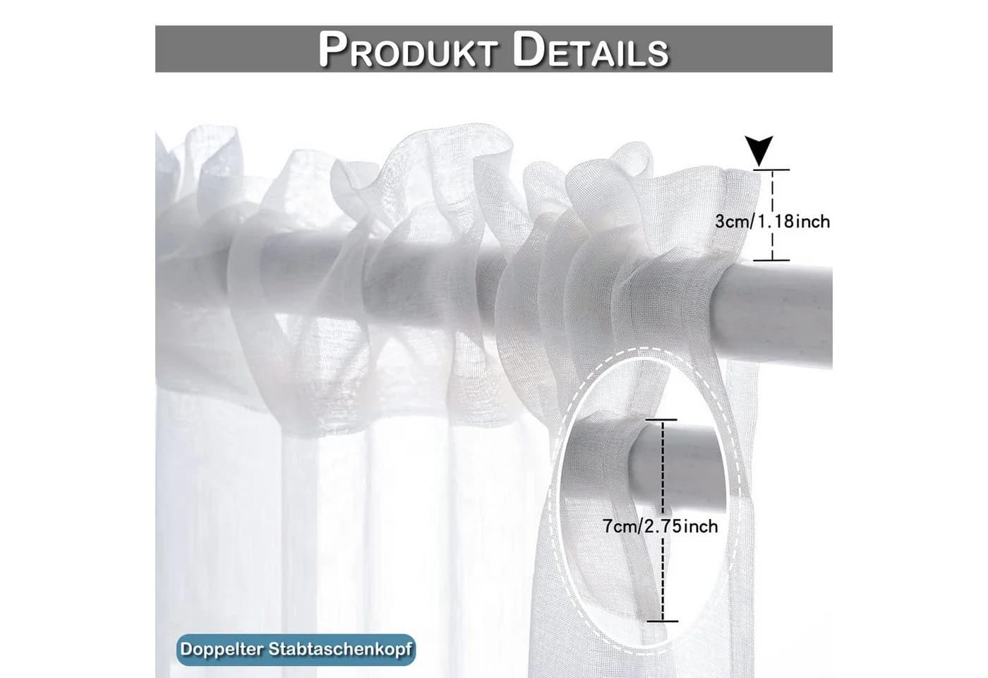 BTTO Terrassenvorhang Winddicht Transparent Polyester - Bild 5