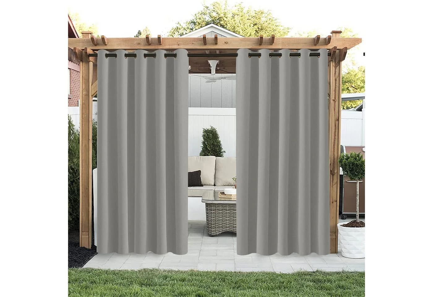 BTTO V&G Outdoorvorhang Wasserdicht, Gardinen mit Ösen, Abdunkelnd, Winddicht - Bild 5