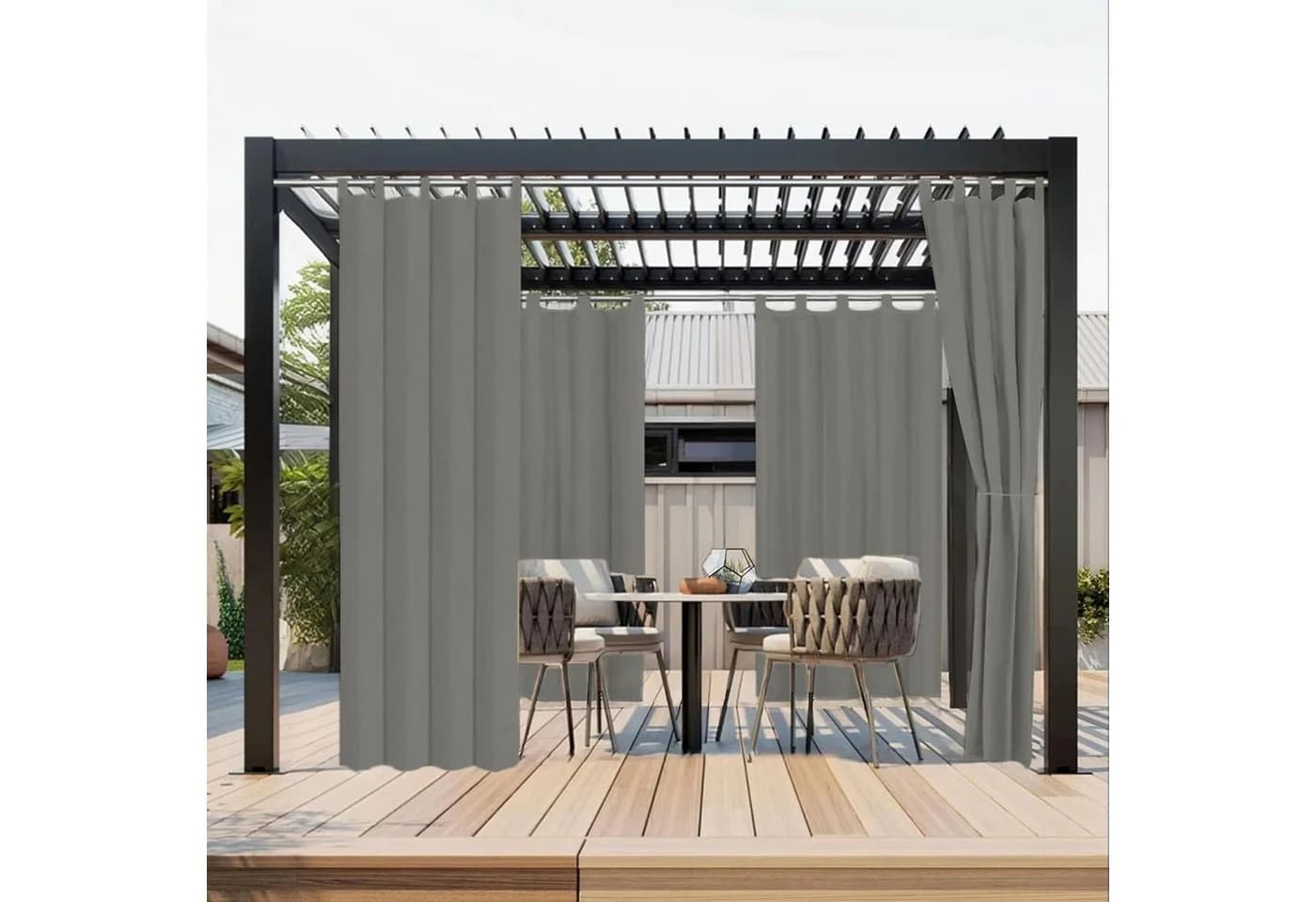 BTTO V&G Outdoorvorhang Balkon Wasserdicht Winddicht Grau - Bild 3
