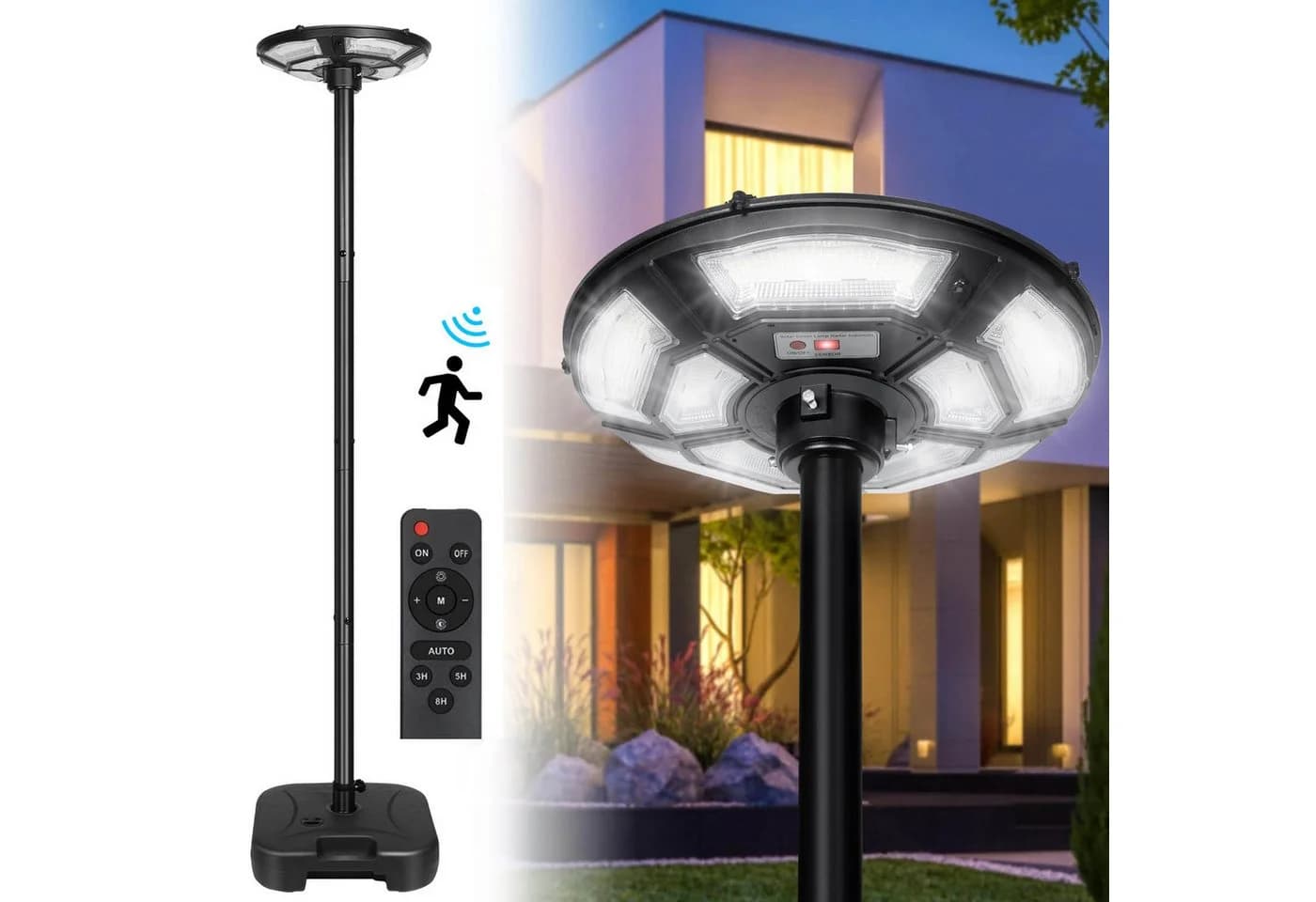 MUPOO LED Solarleuchte Solar Straßenlaterne 3200LM 360° Superhelle Solarlampen für Außen - Bild 2