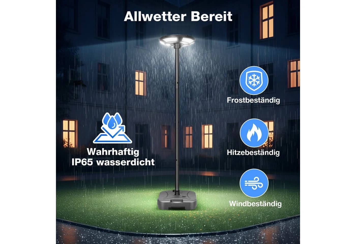 MUPOO LED Solarleuchte Solar Straßenlaterne 3200LM 360° Superhelle Solarlampen für Außen - Bild 4