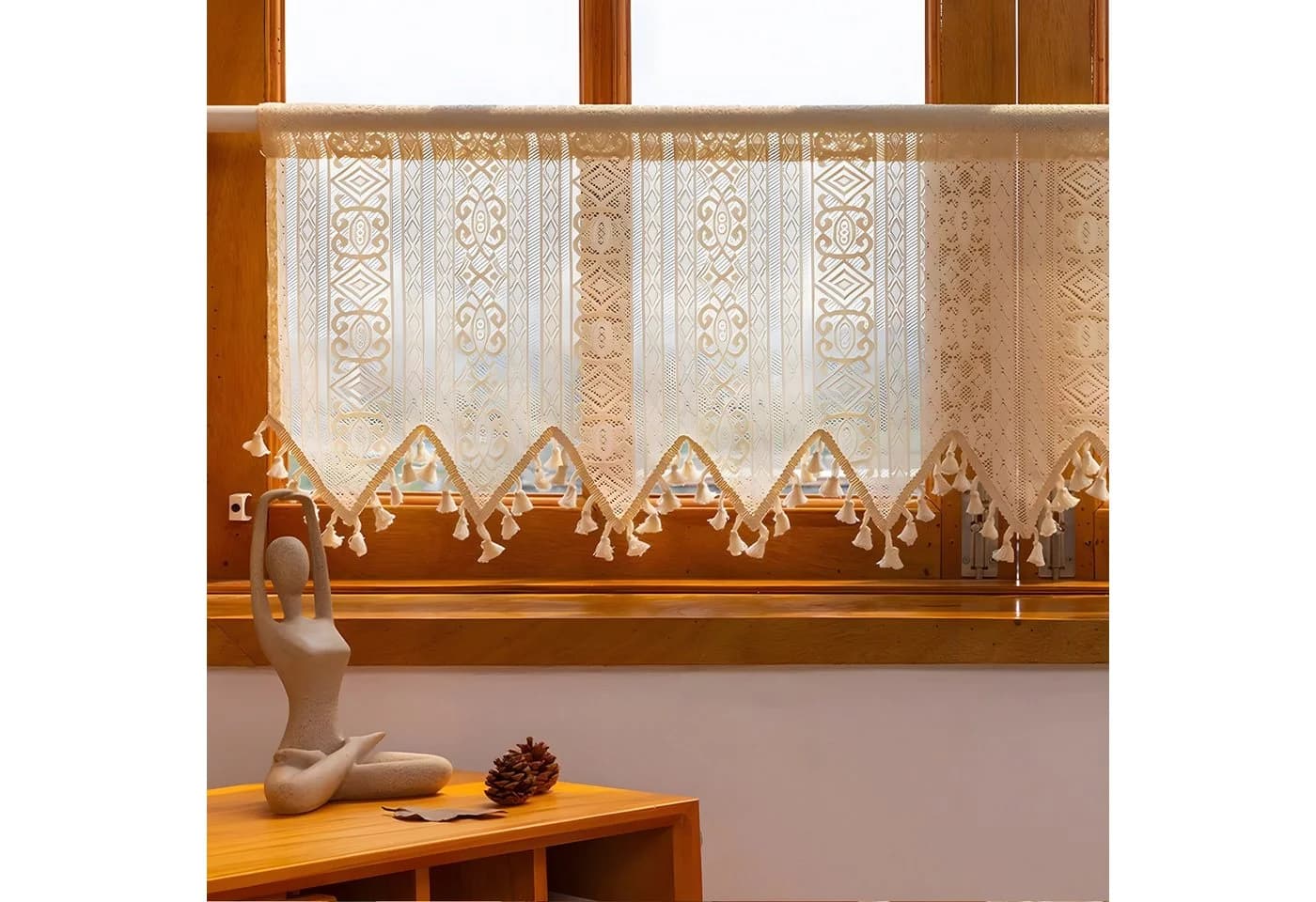 BTTO V&G Scheibengardine Beige Transparent mit Quasten - Bild 5