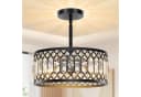 Jibenhome LED Deckenleuchte Schwarzer Kristalllampe, Moderne Kronleuchter Kristall Leuchte, LED wechselbar, Moderne Halb Einbauleuchte, Kristall Dekolampe für Küche, Schlafzimmer Bild 2