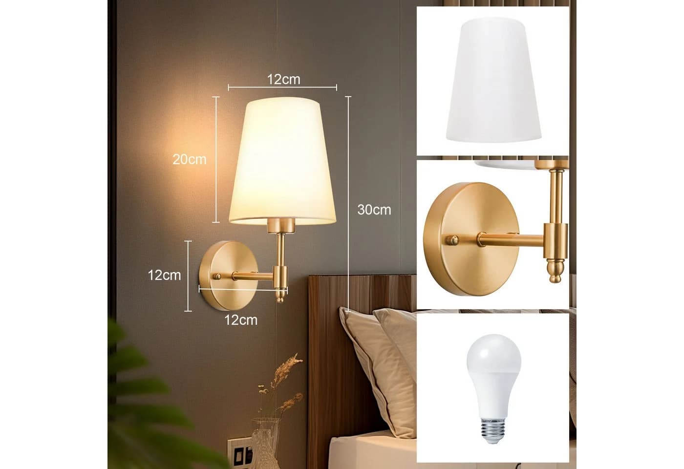 MUPOO Wandleuchte Kabellose Gold LED Wandbeleuchtung
