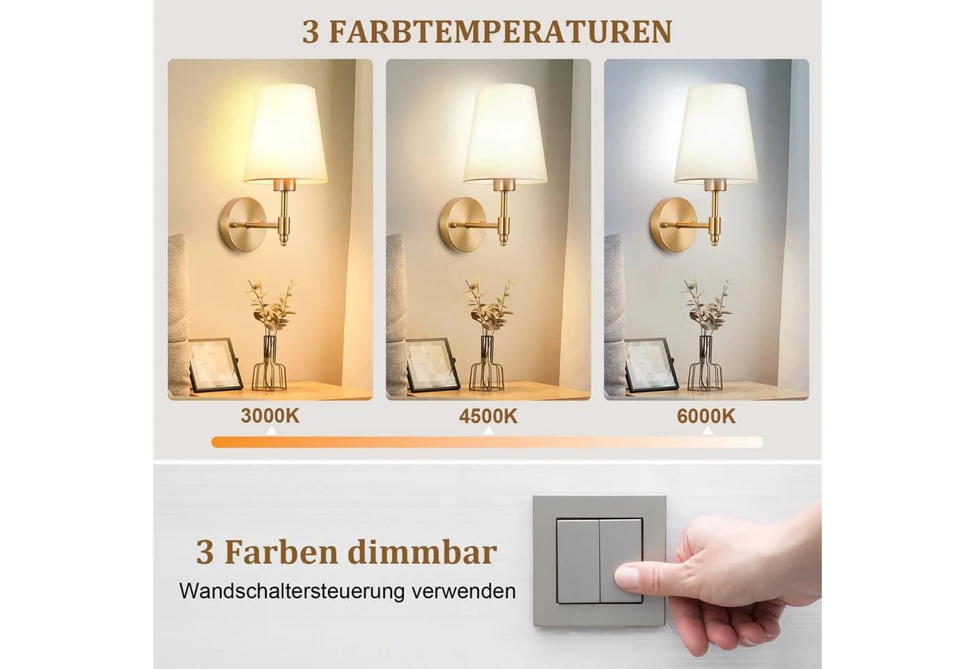 MUPOO Wandleuchte Kabellose Gold LED Wandbeleuchtung - Bild 3