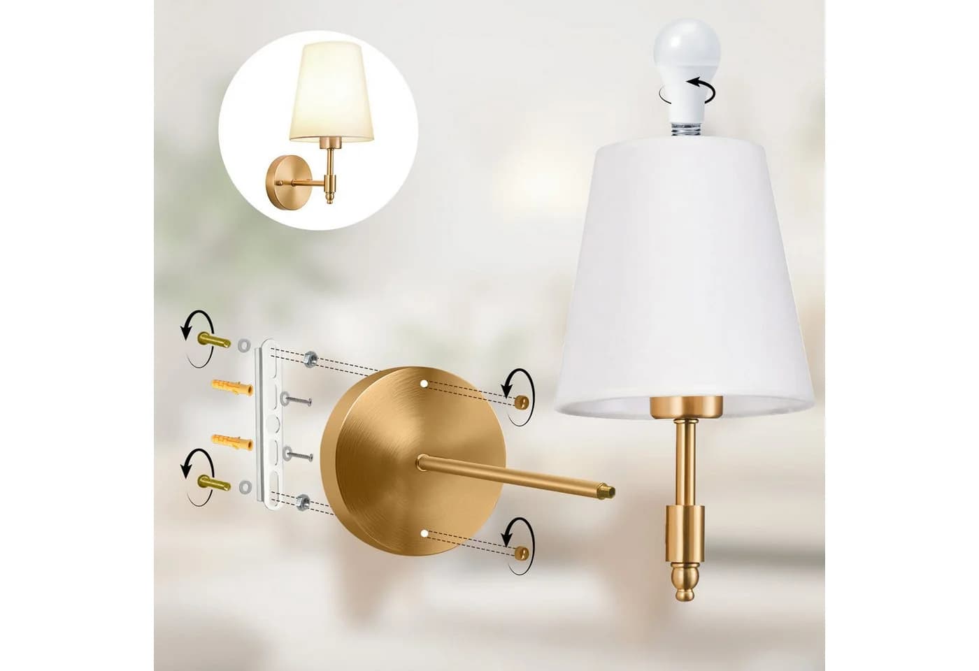 MUPOO Wandleuchte Kabellose Gold LED Wandbeleuchtung - Bild 5