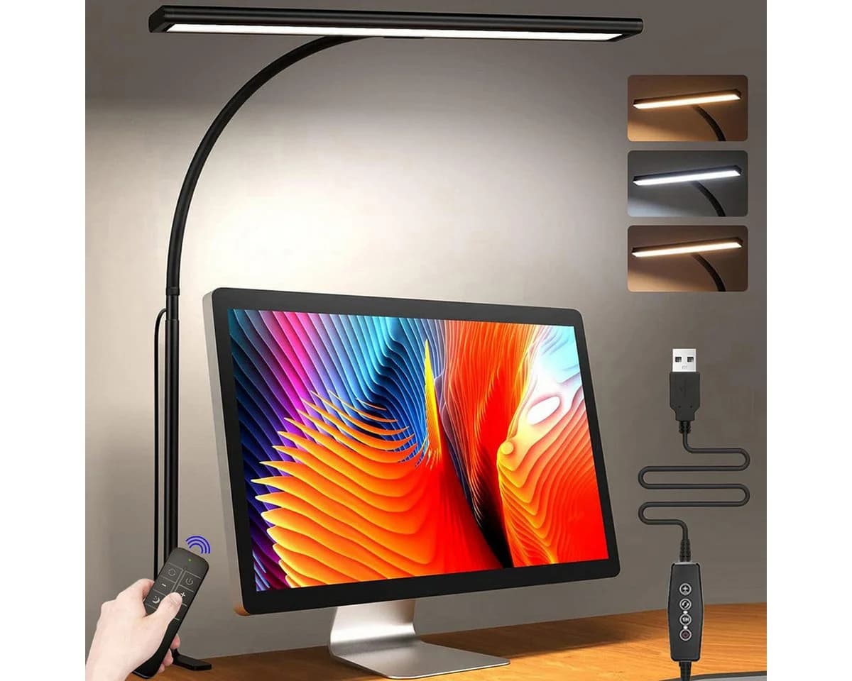 MUPOO LED Schreibtischlampe klemmbar, dimmbar, Timer, Büro, Arbeitszimmer - Bild 2
