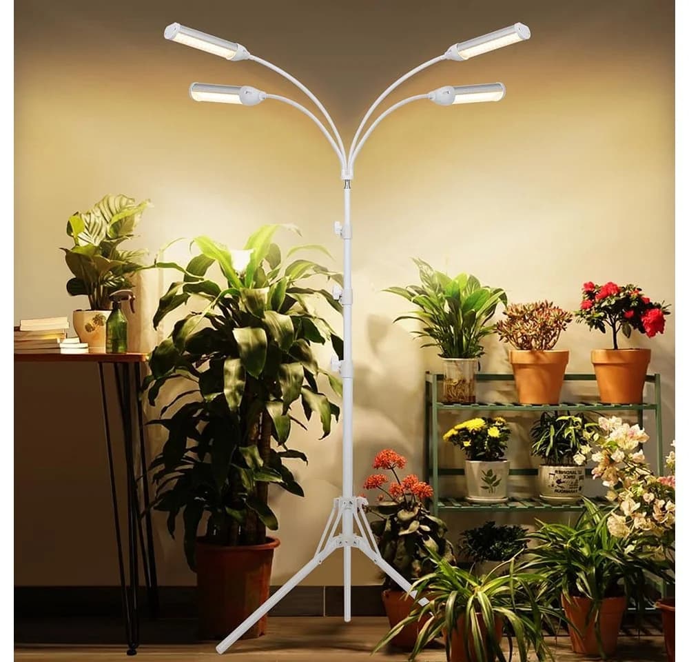 MUPOO Pflanzenlampe 4 Köpfe Vollspektrum Pflanzenlicht, 32W LED Wachstumslicht mit Ständer - Bild 2
