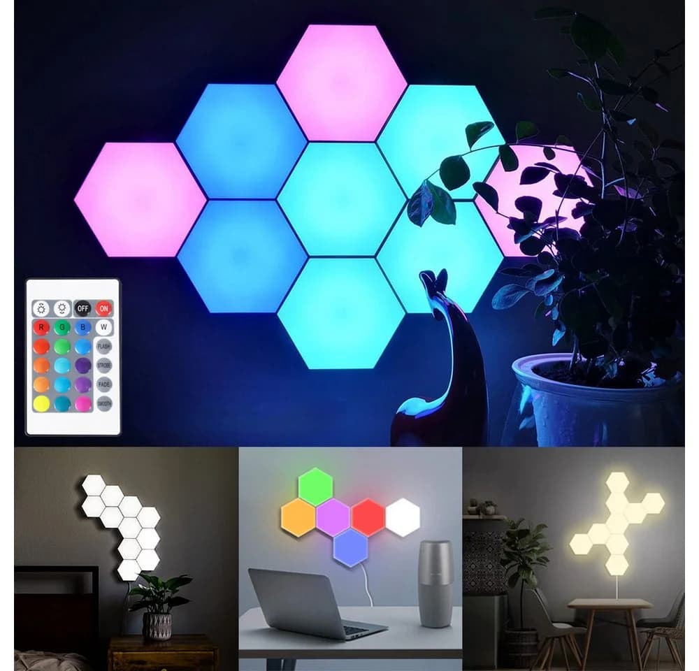Jibenhome LED Wandleuchte Sechseck Gaming Wandleuchte RGB - Bild 2